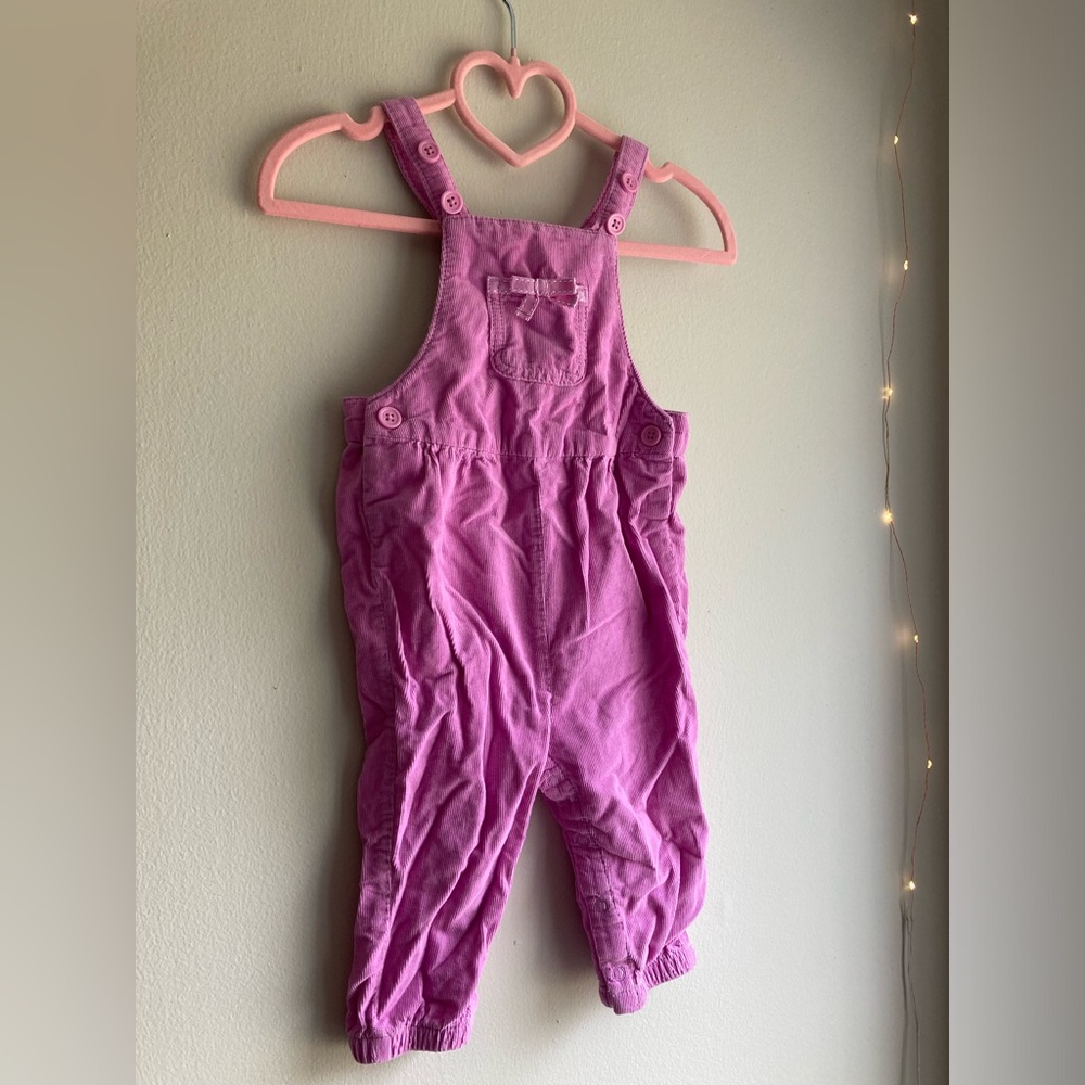 Gymboree Pink Corduroy Overalls with Polka Dot Lining 6-12 months